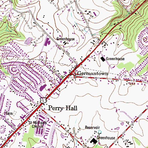 Topographic Map of Germantown, MD