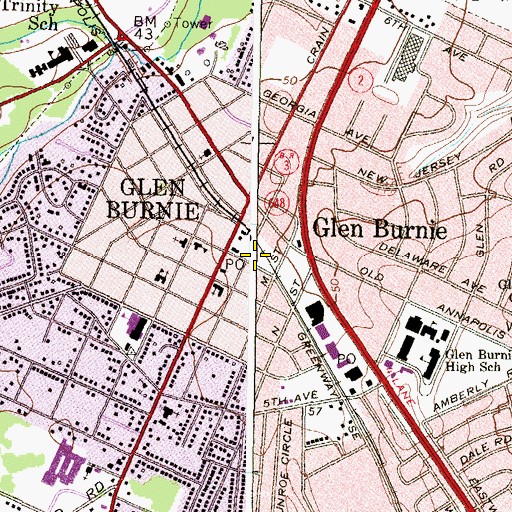 Topographic Map of Glen Burnie, MD