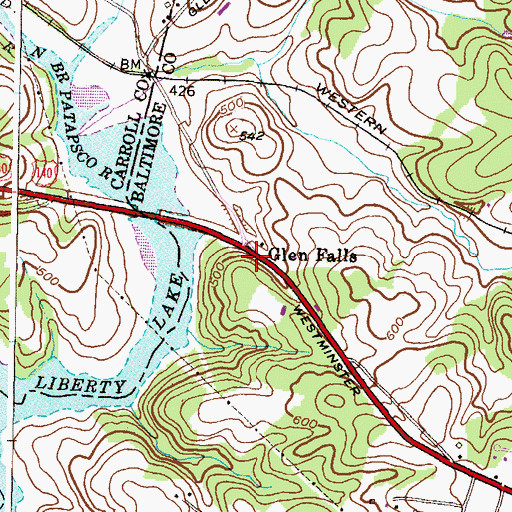 Topographic Map of Glen Falls, MD