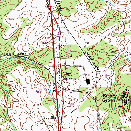 Topographic Map of Glen Morris, MD