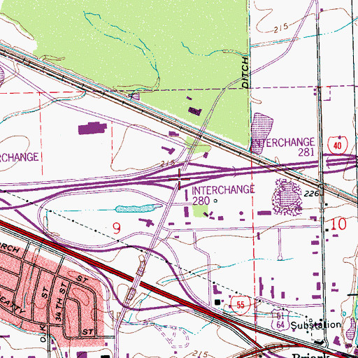 Topographic Map of Interchange 280, AR