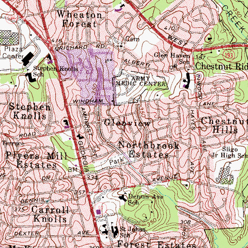 Topographic Map of Glenview, MD