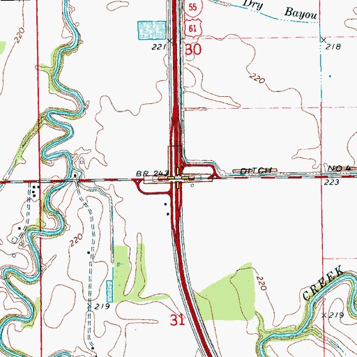Topographic Map of Interchange 21, AR