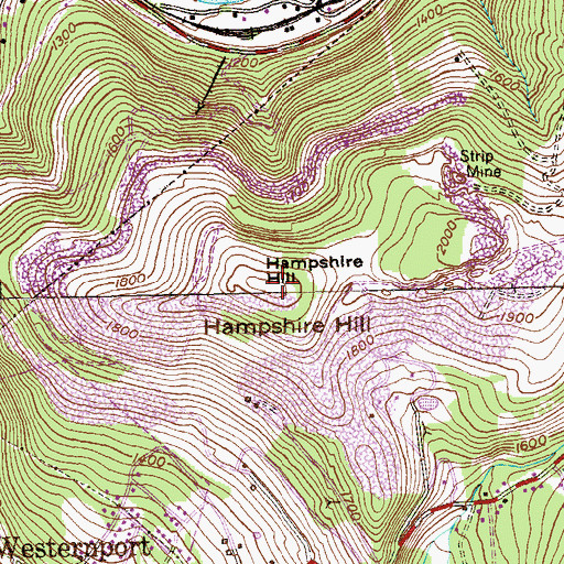 Topographic Map of Hampshire Hill, MD