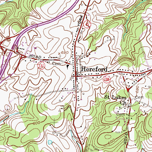 Topographic Map of Hereford, MD