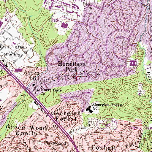 Topographic Map of Hermitage Park, MD