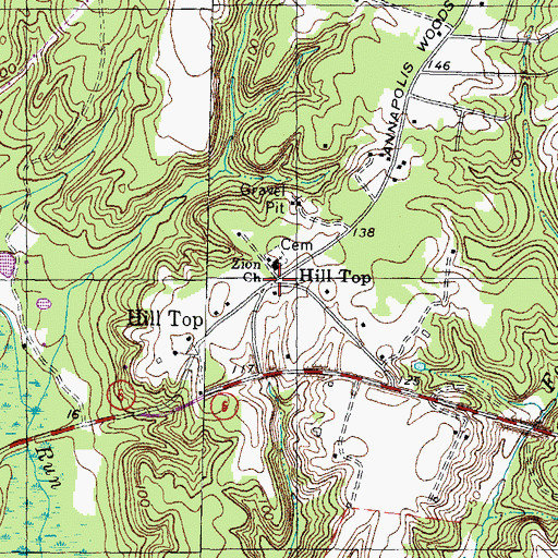 Topographic Map of Hill Top, MD