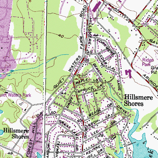 Topographic Map of Hillsmere Shores, MD