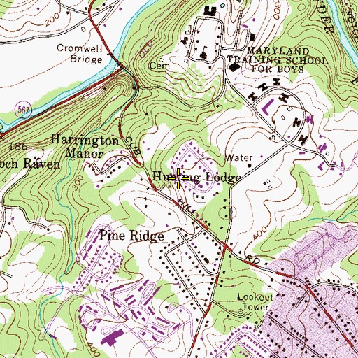 Topographic Map of Hunting Lodge, MD