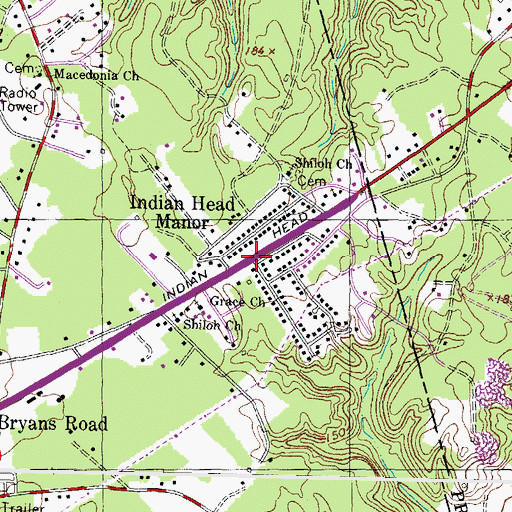 Topographic Map of Indian Head Manor, MD