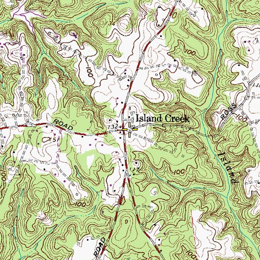 Topographic Map of Island Creek, MD