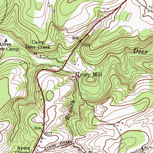 Topographic Map of Ivory Mill, MD