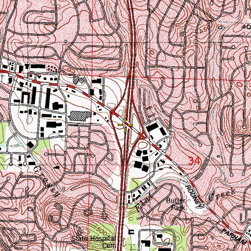 Topographic Map of Interchange 8, AR