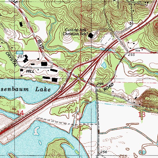 Topographic Map of Interchange 12, AR