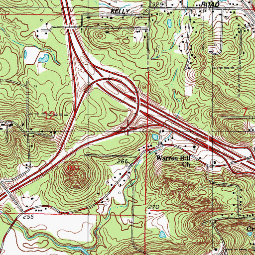 Topographic Map of Interchange 13, AR