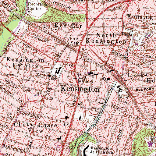 Topographic Map of Kensington, MD