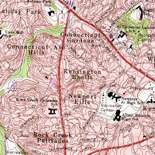 Topographic Map of Kensington Knolls, MD