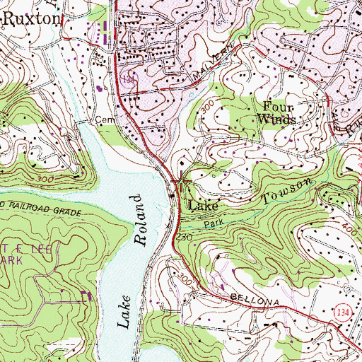 Topographic Map of Lake, MD