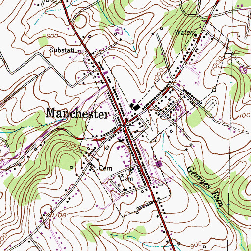 Topographic Map of Manchester, MD