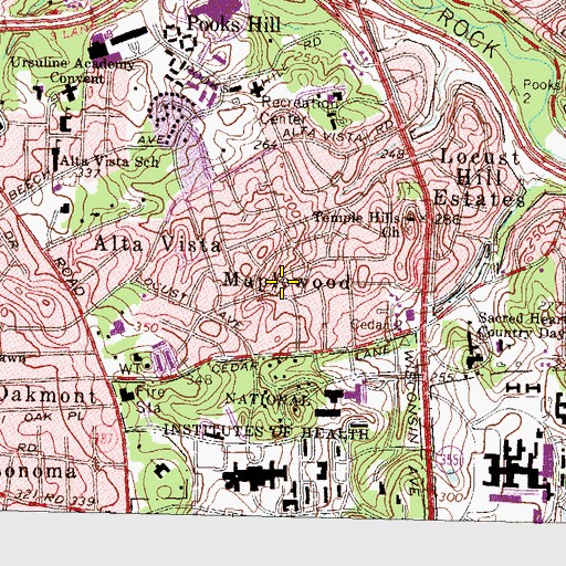 Topographic Map of Maplewood, MD
