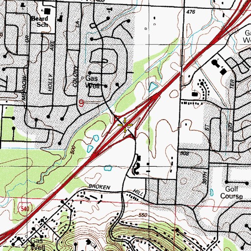 Topographic Map of Interchange 13, AR