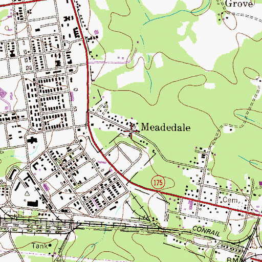 Topographic Map of Meadedale, MD