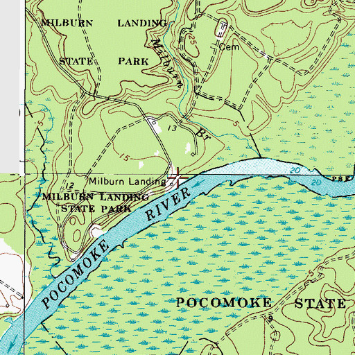 Topographic Map of Milburn Landing, MD