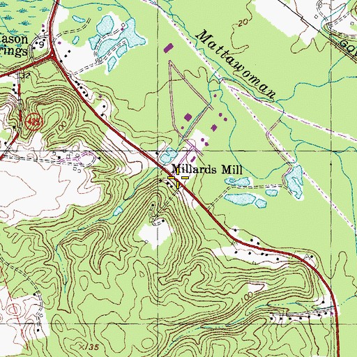Topographic Map of Millards Mill, MD
