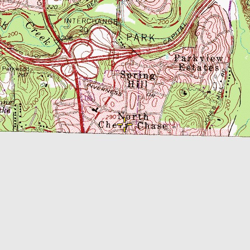 Topographic Map of North Chevy Chase, MD