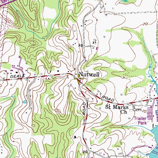Topographic Map of Nutwell, MD