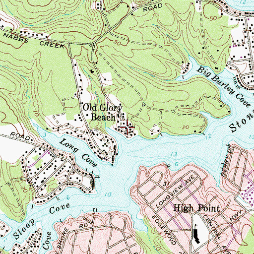 Topographic Map of Old Glory Beach, MD