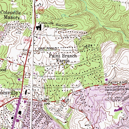 Topographic Map of Paint Branch Farms, MD