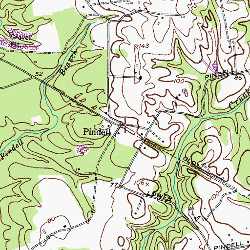 Topographic Map of Pindell, MD