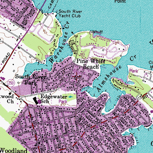 Topographic Map of Pine Whiff Beach, MD