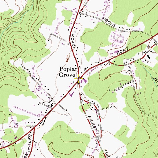 Topographic Map of Poplar Grove, MD