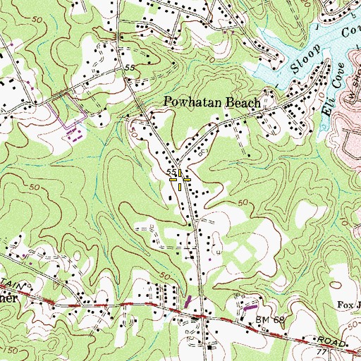 Topographic Map of Powhatan Beach, MD