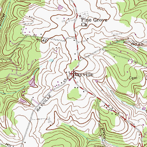 Topographic Map of Rayville, MD