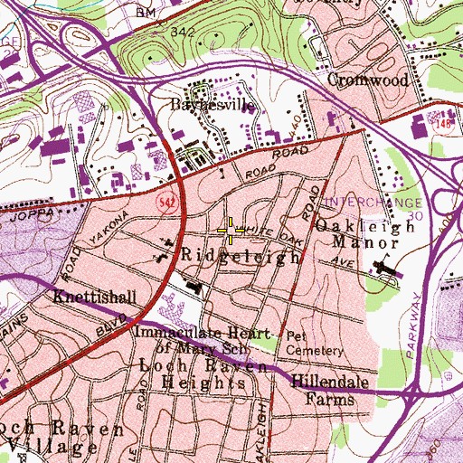 Topographic Map of Ridgeleigh, MD