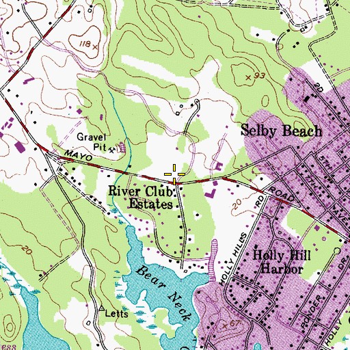 Topographic Map of River Club Estates, MD