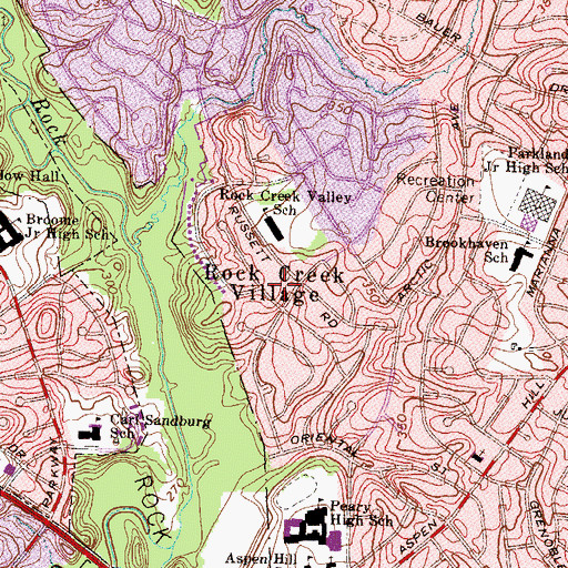 Topographic Map of Rock Creek Village, MD