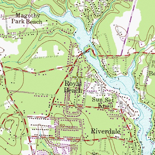 Topographic Map of Royal Beach, MD