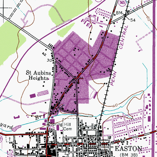 Topographic Map of Saint Aubins Heights, MD