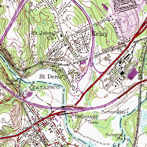Topographic Map of Saint Denis, MD