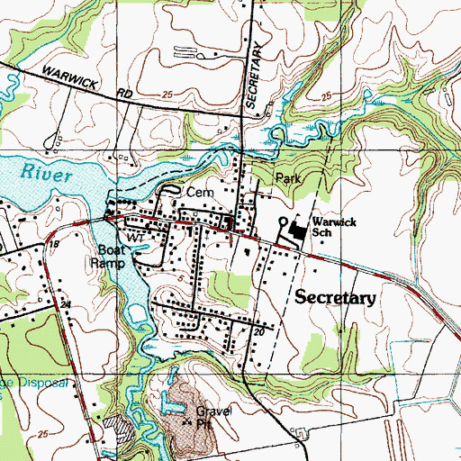 Topographic Map of Secretary, MD