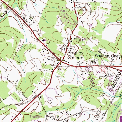 Topographic Map of Shipley Corner, MD
