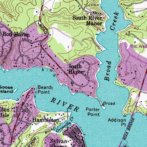 Topographic Map of South Haven, MD