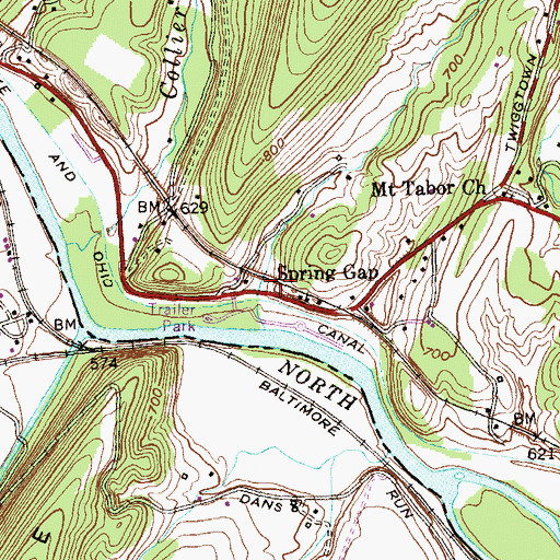 Topographic Map of Spring Gap, MD
