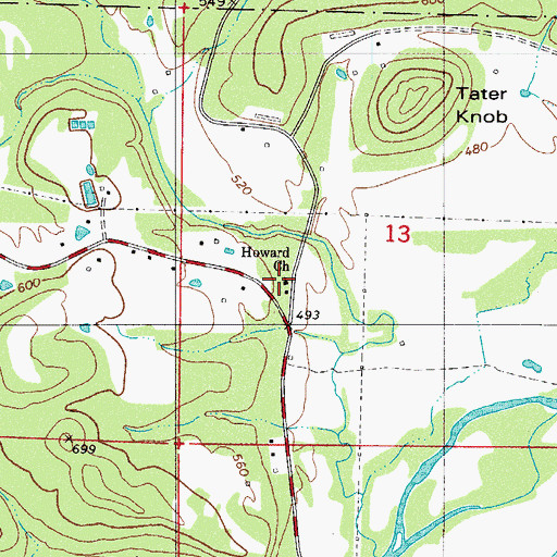 Topographic Map of Howard Church, AR