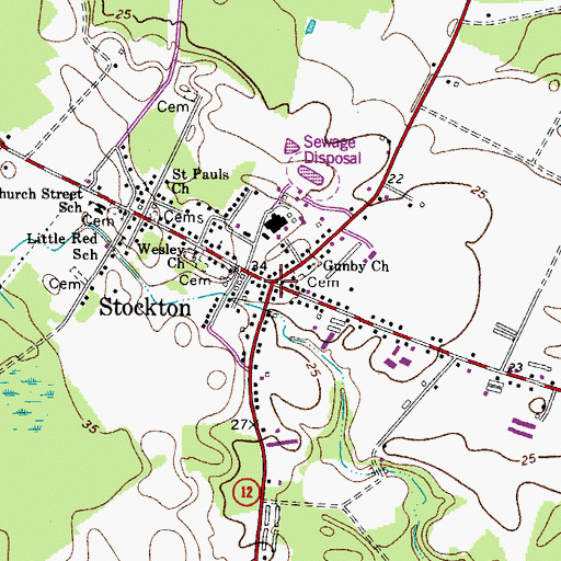 Topographic Map of Stockton, MD