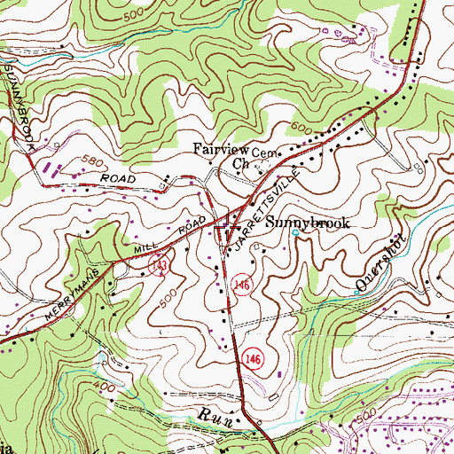 Topographic Map of Sunnybrook, MD